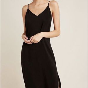 NWT Anthropologie Stateside Cupro Slip Dress Midi Black Dress NEW XS
